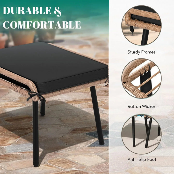 Jivanshi Set of 2 Wicker Ottomans, Multipurpose Outdoor Furniture