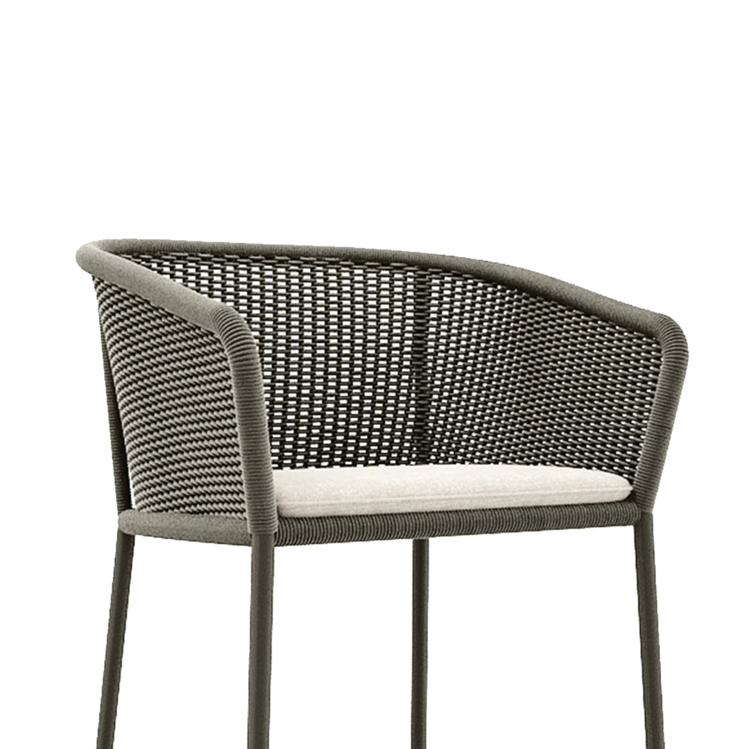 Cerci Outdoor Patio Bar Chair 2 Chairs For Balcony Braided & Rope (Grey)