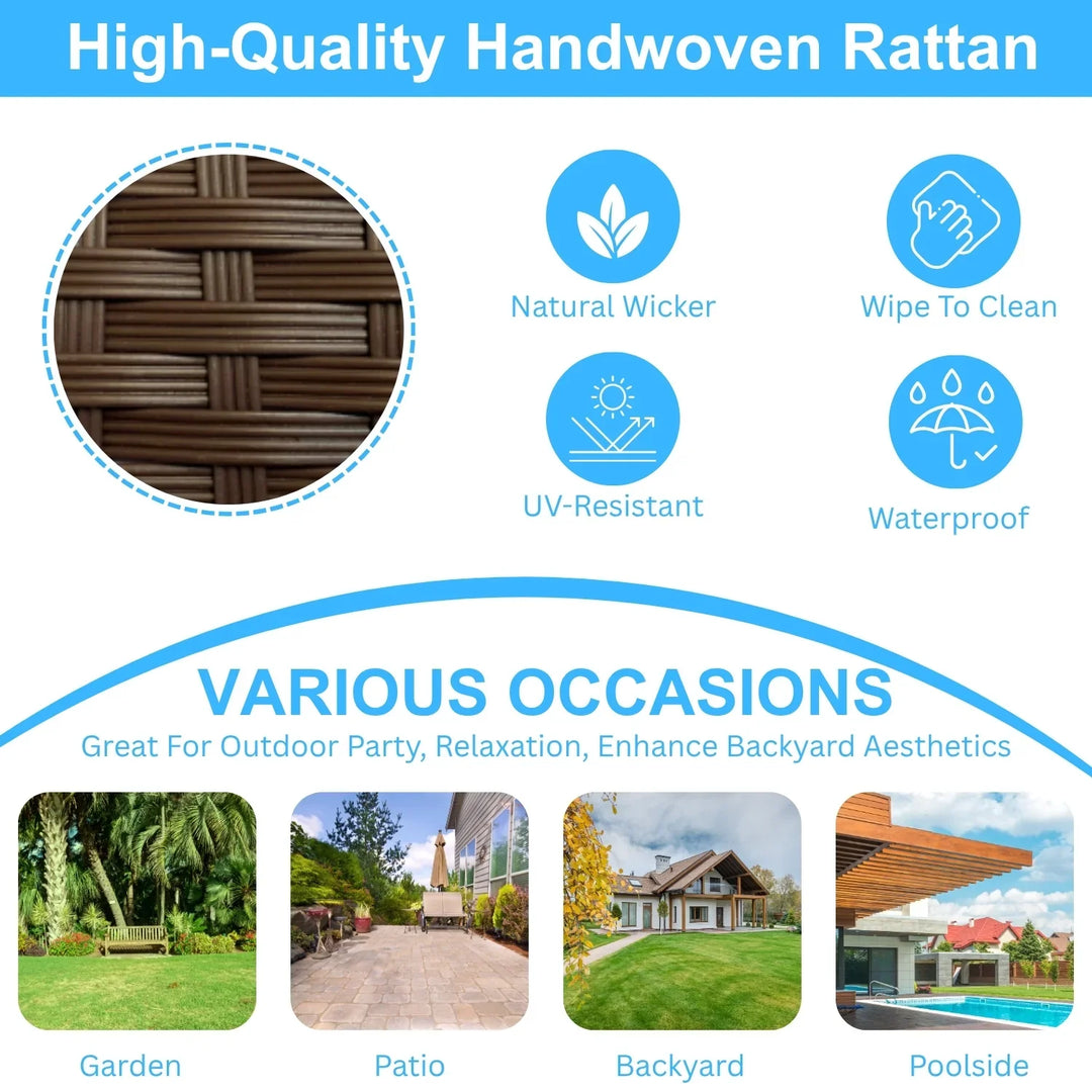 Radhani Outdoor 7-Seater Wicker Sectional Sofa Set