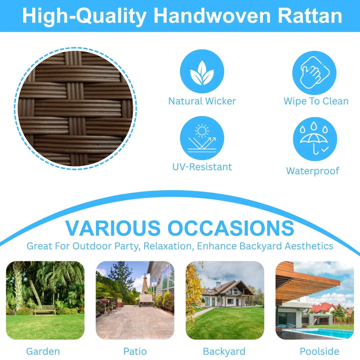 Radhani Outdoor 7-Seater Wicker Sectional Sofa Set