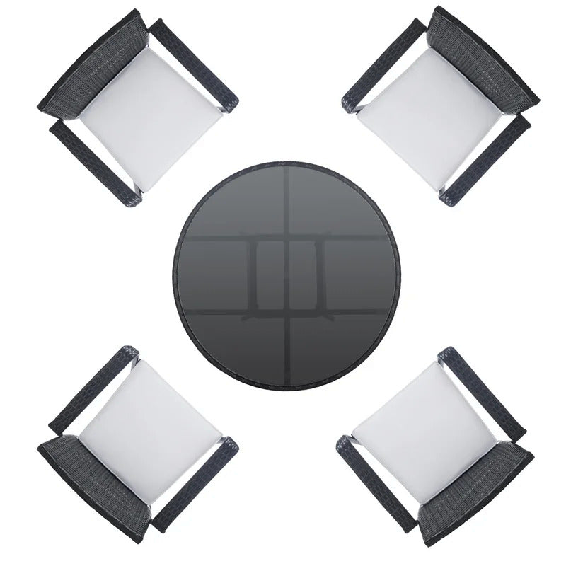 Yurick Outdoor Patio Seating Set 4 Chairs and 1 Table Set (Black)