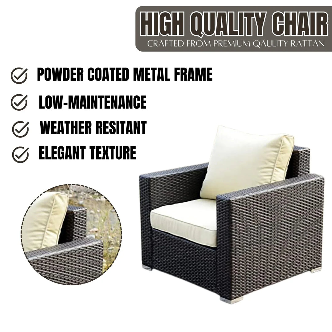 Yashvi 1-Piece Outdoor Wicker Single Seater Sofa