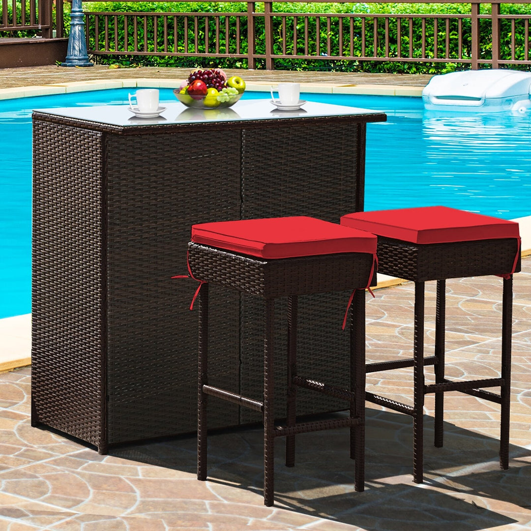 Massimo Outdoor Patio Bar Sets 2 Stools and 1 Table (Dark Brown)