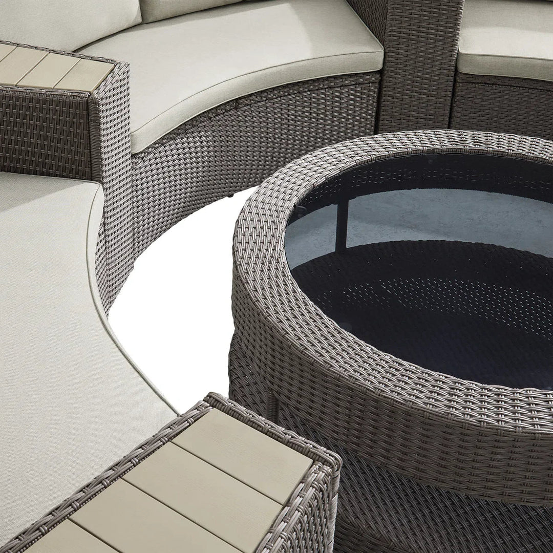 Vimi Outdoor Patio Sofa Set 6 seater and 1 Center Table (Dark brown)