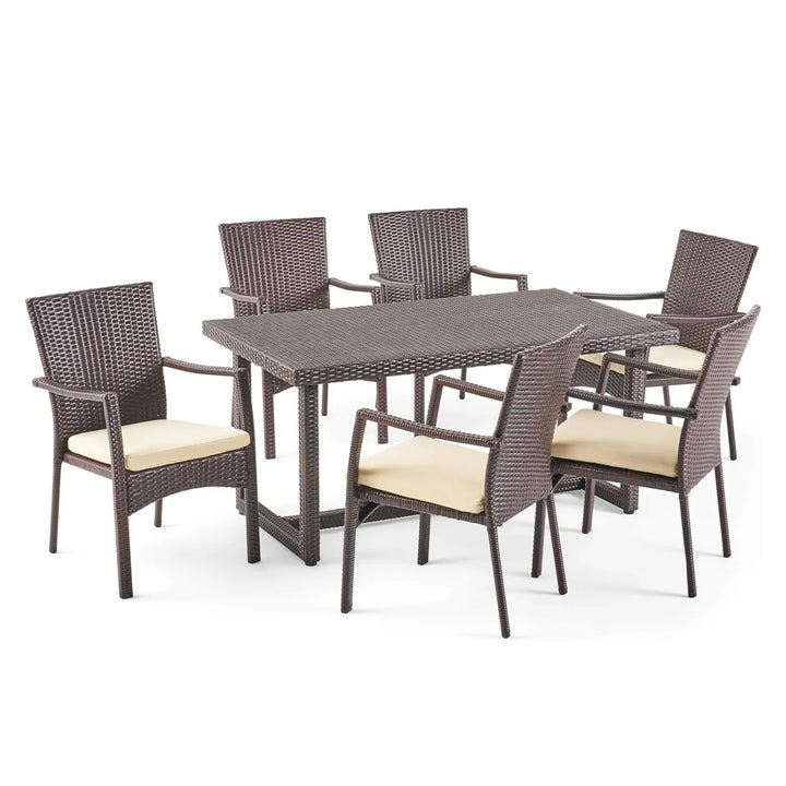 Janhavi 7-Piece Outdoor Rattan Wicker Dining Set