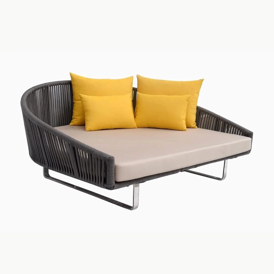 Clarisse Outdoor Grey Rope Patio Daybed with Comfortable Cream Cushion