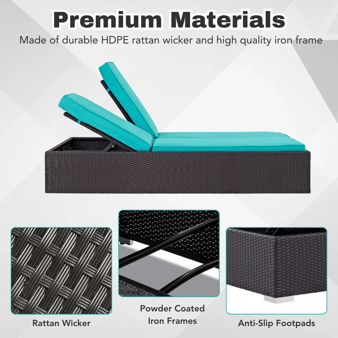 Yuthika Outdoor All-Weather Rattan Wicker Chaise Lounge Chair Set of 2