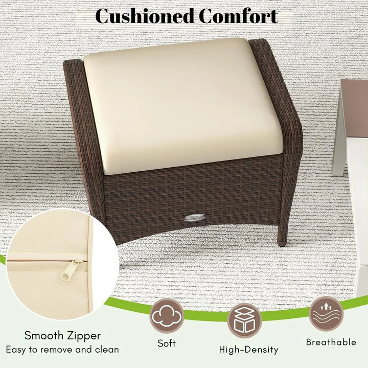 Riya 2-Piece Outdoor Rattan Wicker Ottoman Set