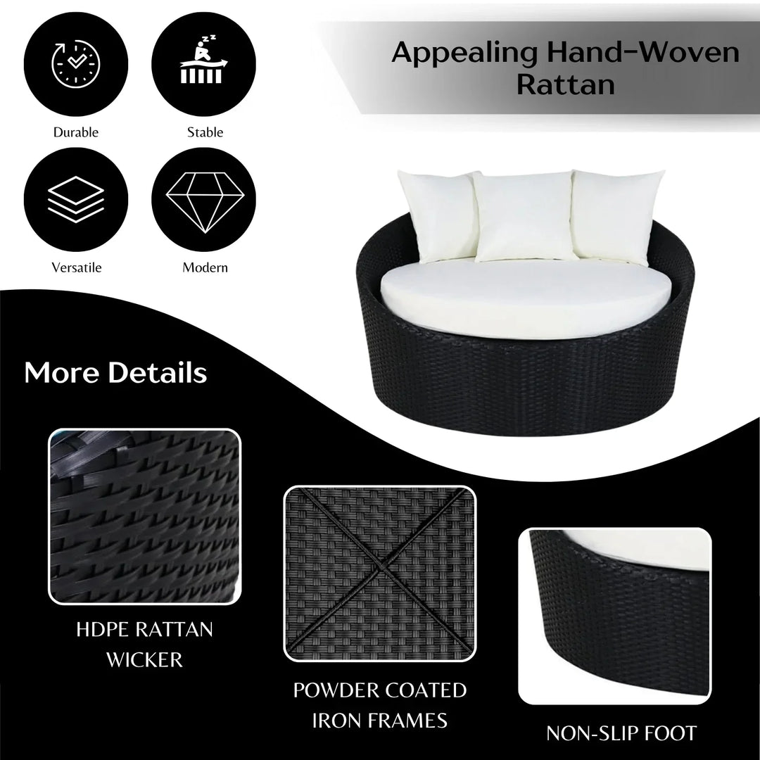 Gro Outdoor Rattan Wicker Daybed with Glass Top Table