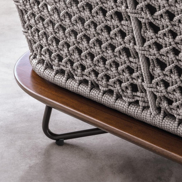 Alano Outdoor Garden Balcony Sofa Set 3 Seater, 2 Single Seater 1 Ottoman and 1 Center Table Set Braid & Rope (Grey)