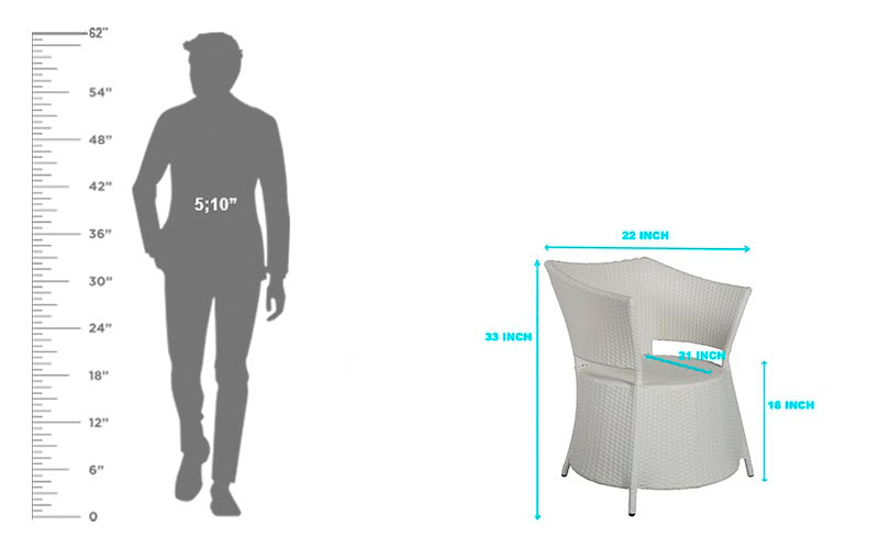 Tubl Outdoor Patio Seating Set 4 Chairs and 1 Table Set (White)