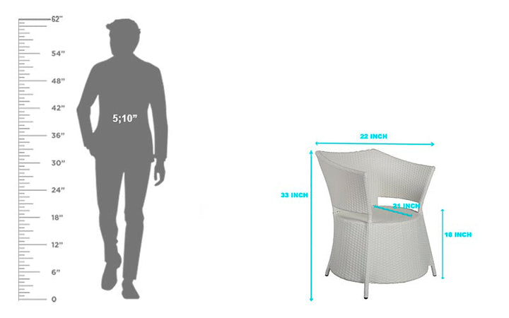 Tubl Outdoor Patio Seating Set 4 Chairs and 1 Table Set (White)