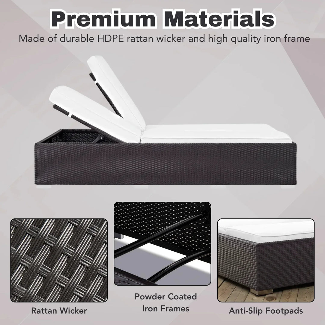 Zinia Outdoor All-Weather Rattan Wicker Chaise Lounge Chair Set of 2