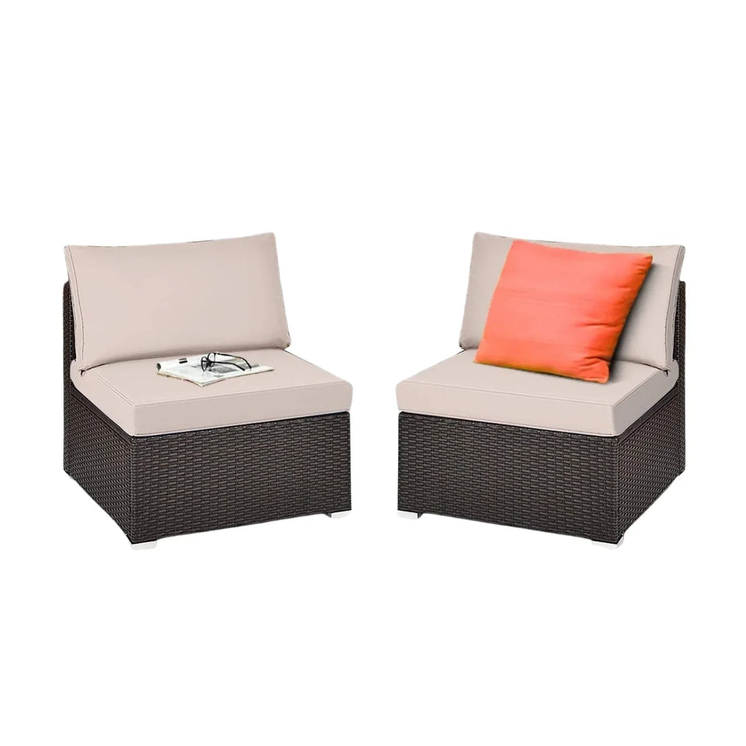 Zaina 2-Piece Outdoor Wicker Armless Sofa