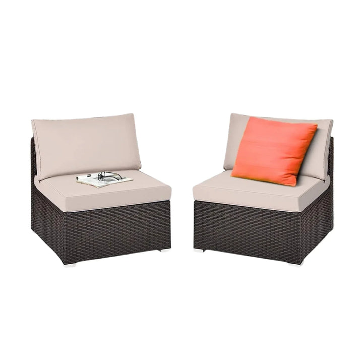Zaina 2-Piece Outdoor Wicker Armless Sofa