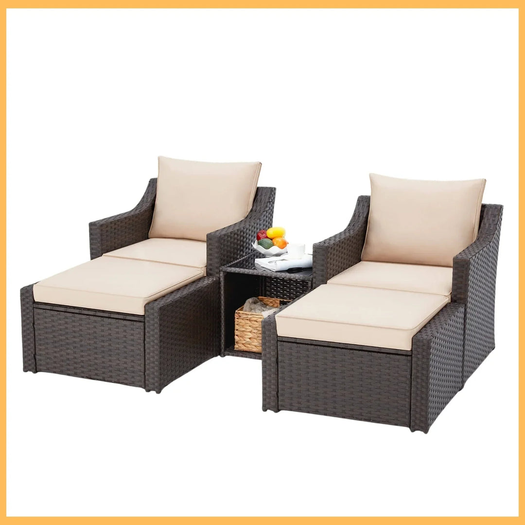 Romilly Outdoor Wicker 5-Piece Patio Sofa Set