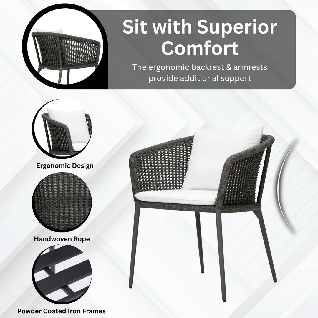 Delaney Outdoor Rope 3-Piece Patio Set