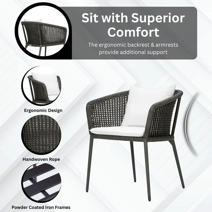 Delaney Outdoor Rope 3-Piece Patio Set