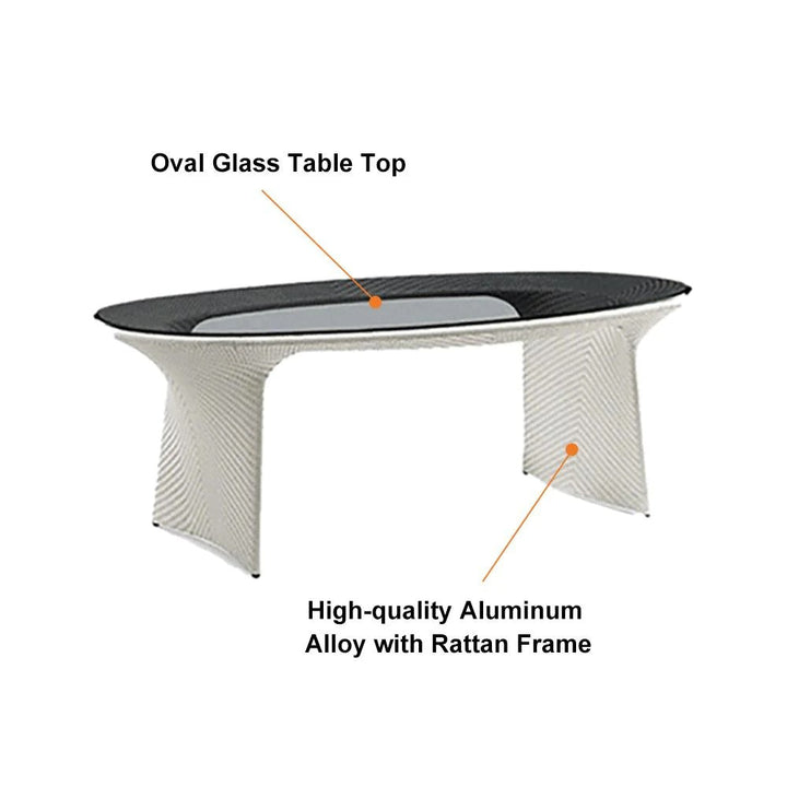 Modero Outdoor Patio Seating Set 6 Chairs and 1 Table Set (Tan + White)