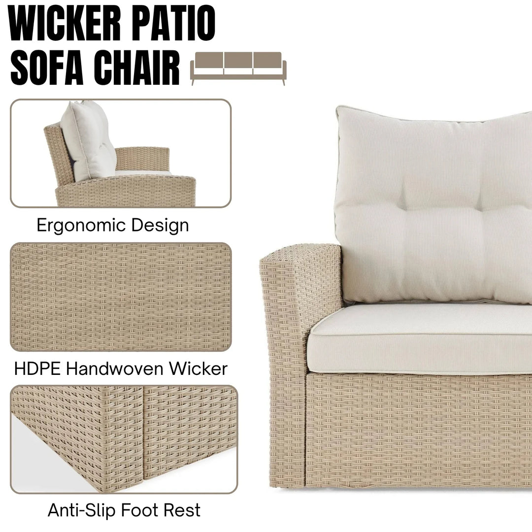 Yue 3-Seater Outdoor Rattan Wicker Patio Sofa