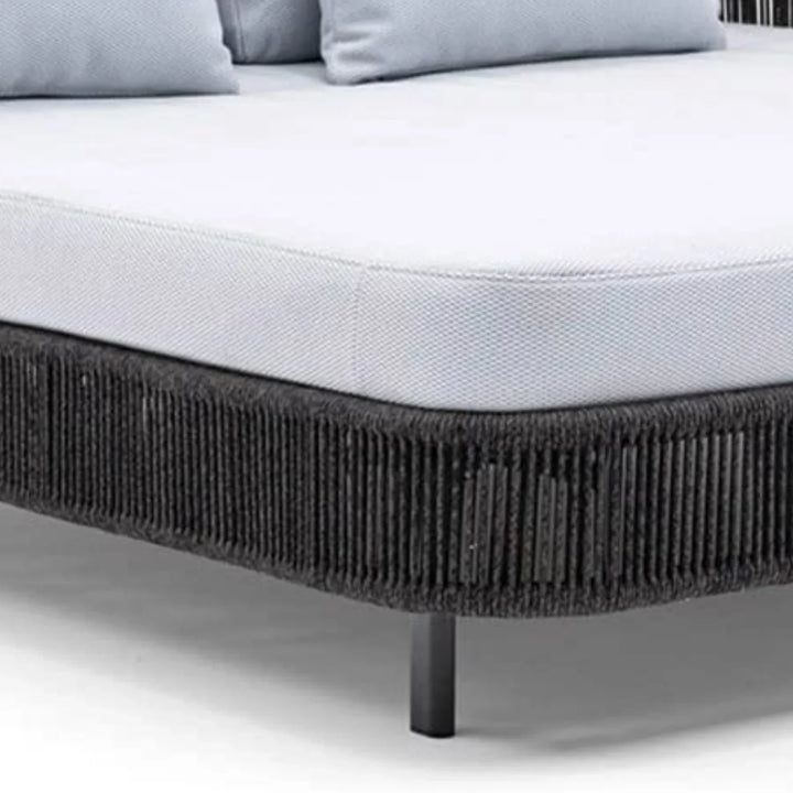 Elvira Outdoor Grey Rope Patio Daybed with Comfortable White Cushion