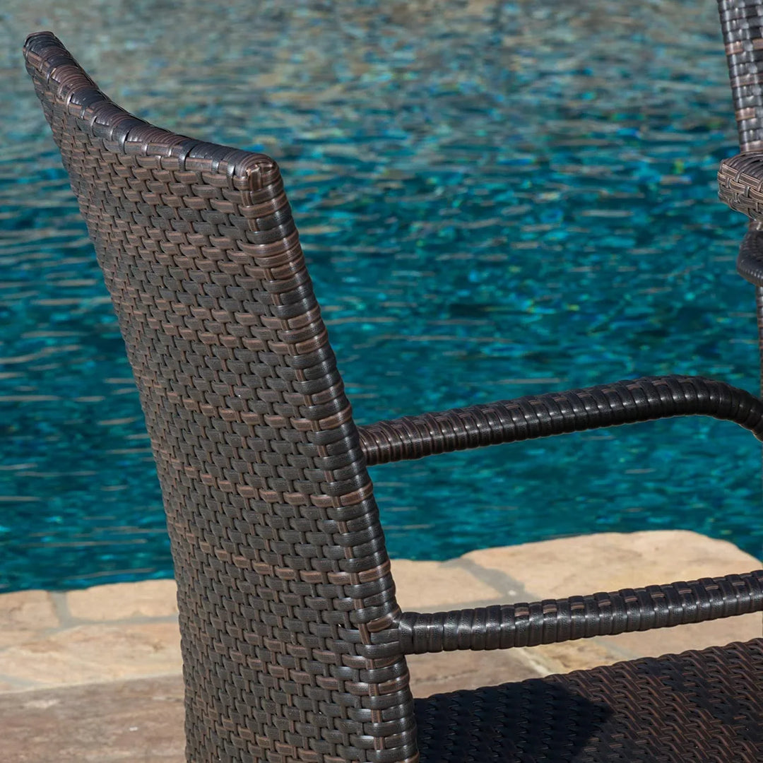 Elham Outdoor All-Weather Resistant Rattan Wicker 5-Piece Dining Set (Dark Brown)