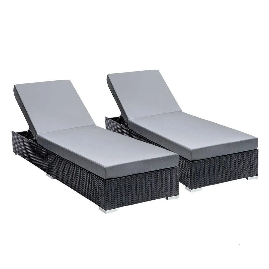 Zoya Outdoor 2-Piece Chaise Lounge Chair with Adjustable Settings and Cushions