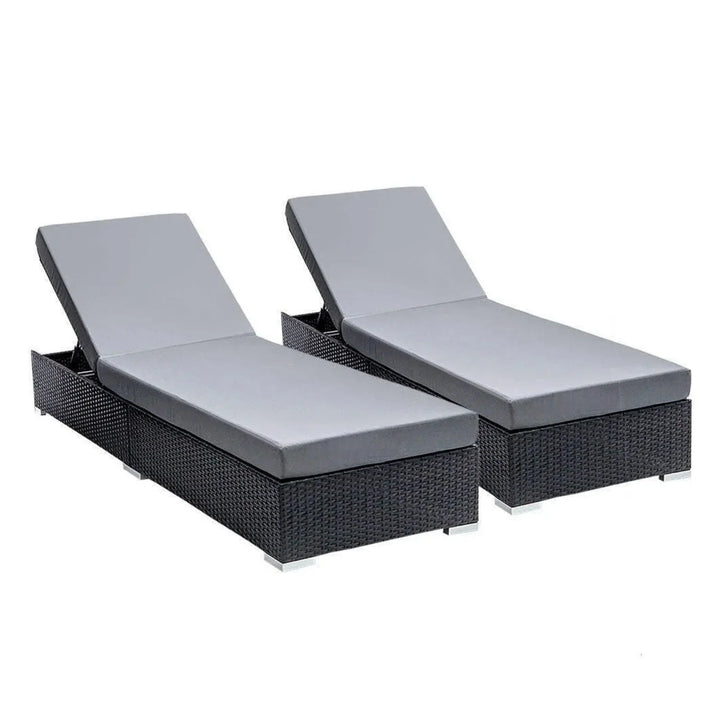 Zoya Outdoor 2-Piece Chaise Lounge Chair with Adjustable Settings and Cushions