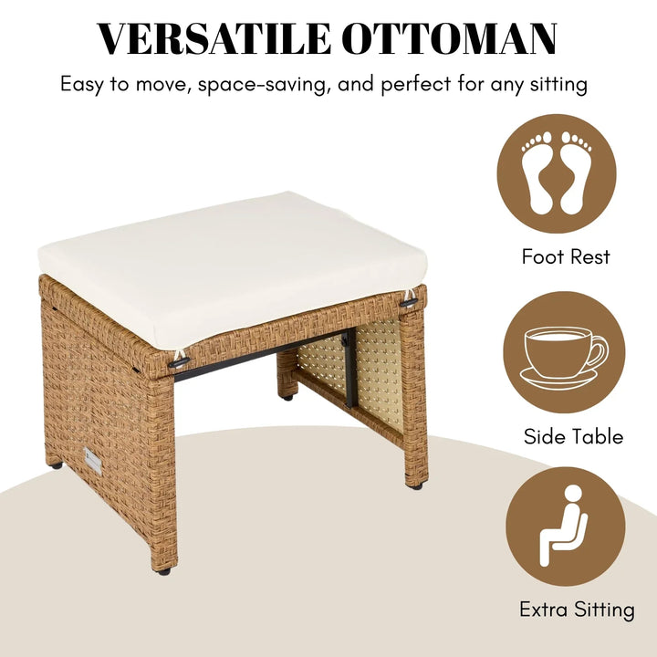 Liyana Set of 2 Wicker Ottomans, Multipurpose Outdoor Furniture