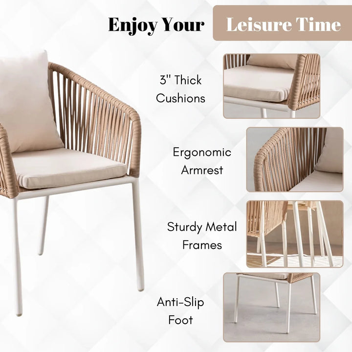 Alejandra 5-Piece Outdoor Patio Dining Set With Rattan Chairs & Glass-Top Table