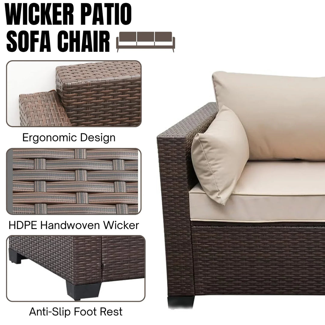 Sophia 3-Seater Outdoor Rattan Wicker Patio Sofa