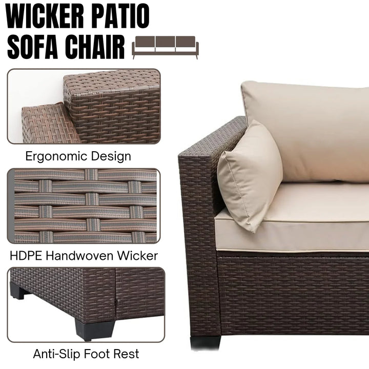 Sophia 3-Seater Outdoor Rattan Wicker Patio Sofa