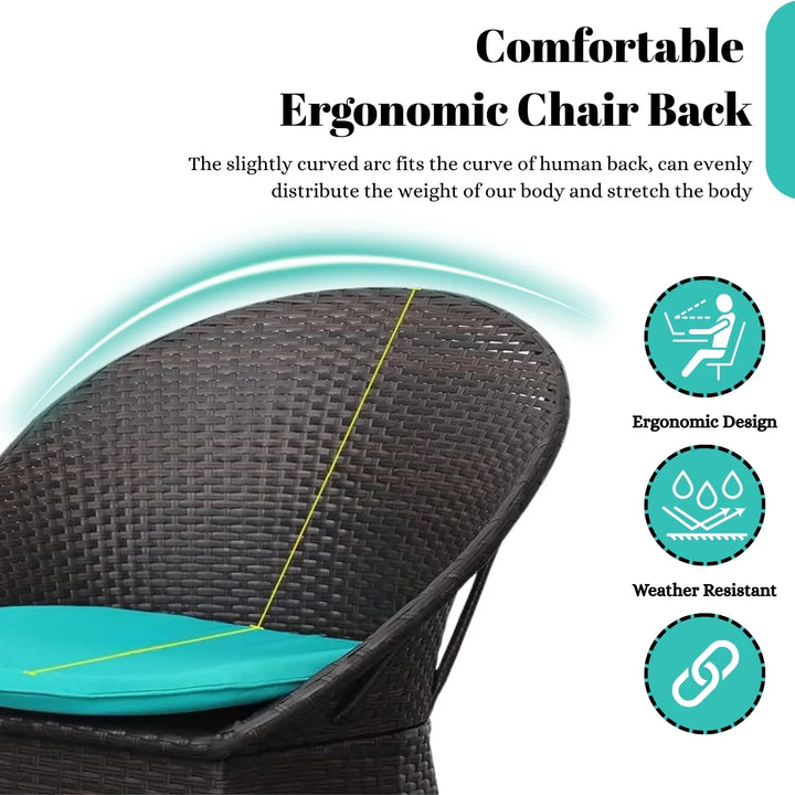 Shahira 3-Piece Outdoor Rattan Wicker Patio Set