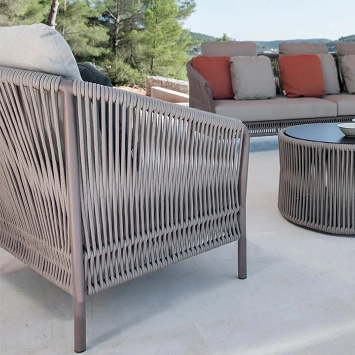 Krisha Outdoor 5 Seater Rope Patio Sofa Set with Center Table and Side Table