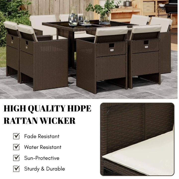 Marit Outdoor Rattan Wicker Dinning Set 9-Piece