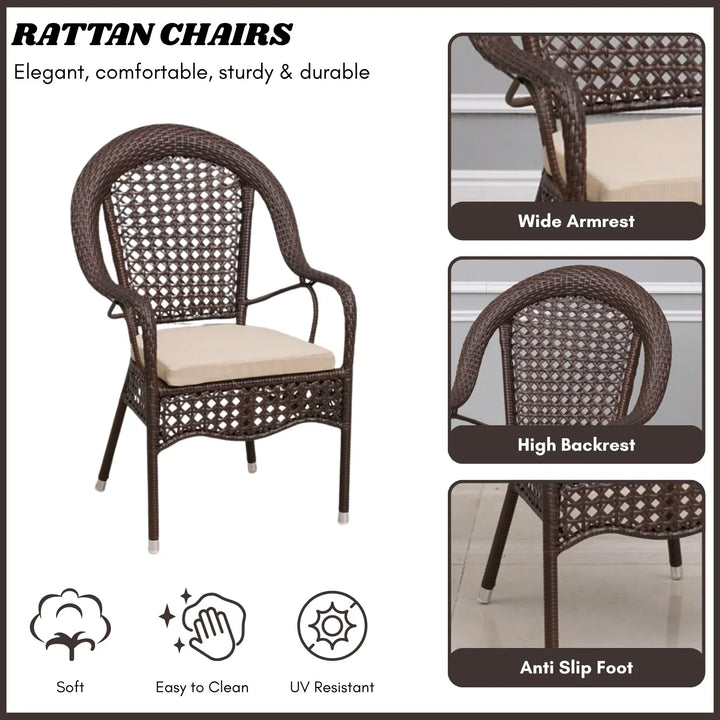 Balqis Outdoor All-Weather Resistant Rattan Wicker 5-Piece Dining Set