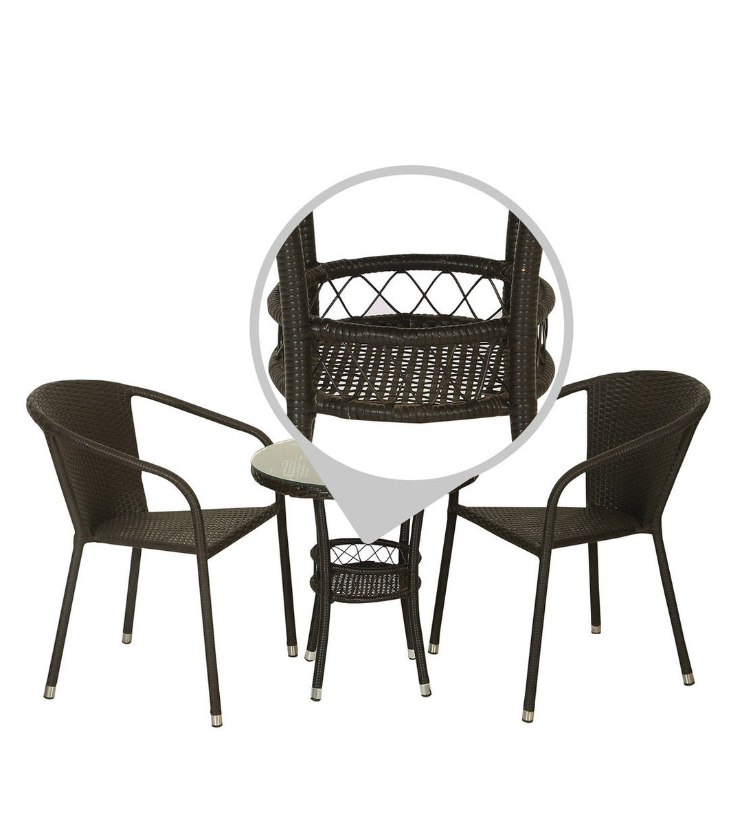 Ted Outdoor Patio Seating Set 2 Chairs and 1 Table Set (Black)