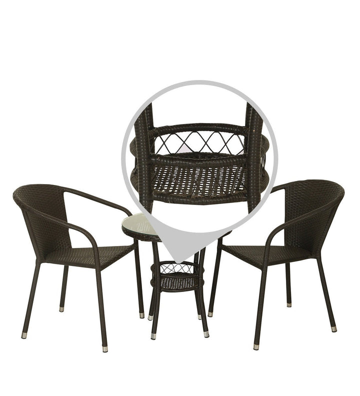 Ted Outdoor Patio Seating Set 2 Chairs and 1 Table Set (Black)