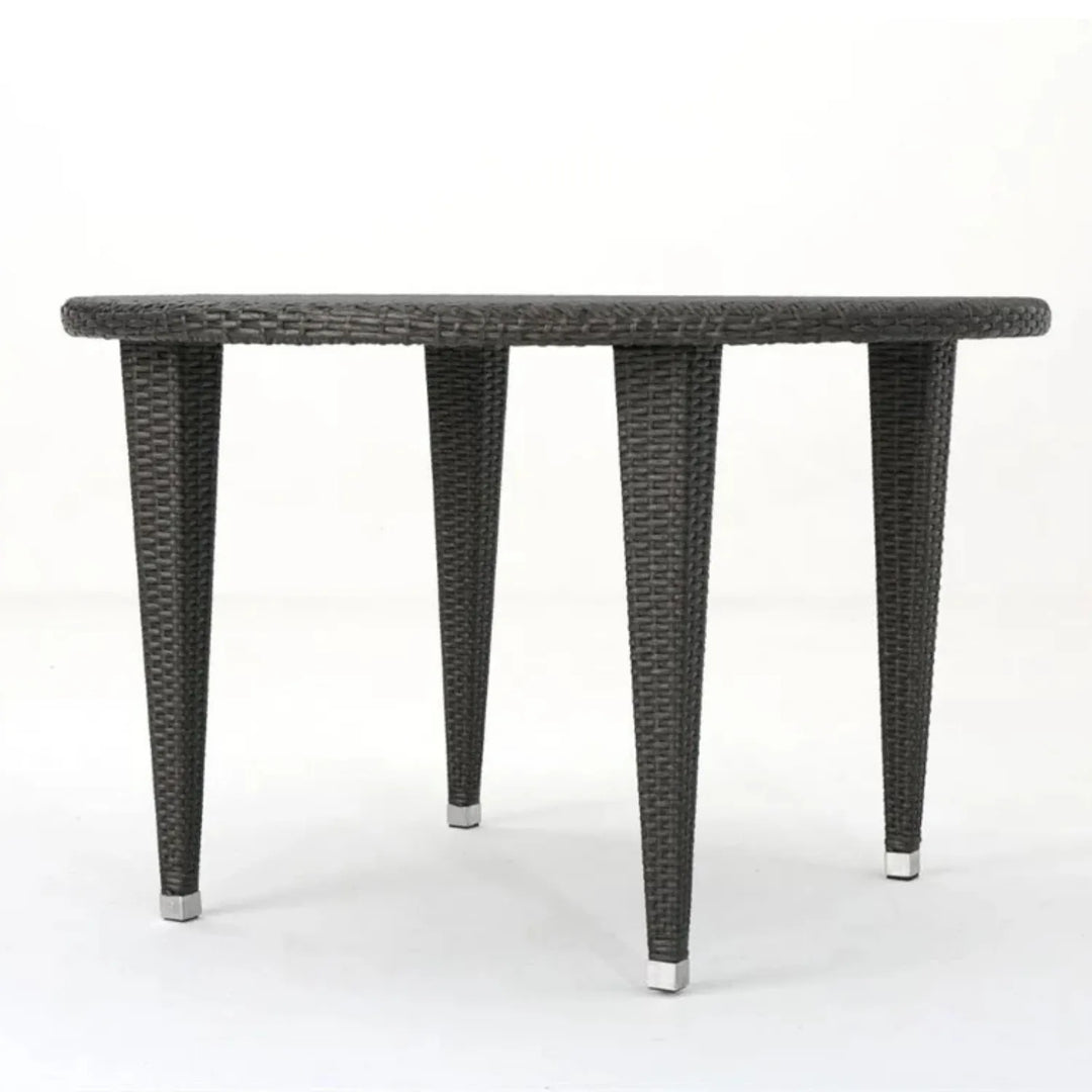 Outdoor Wicker Round Patio Dining Table (Dark Brown)