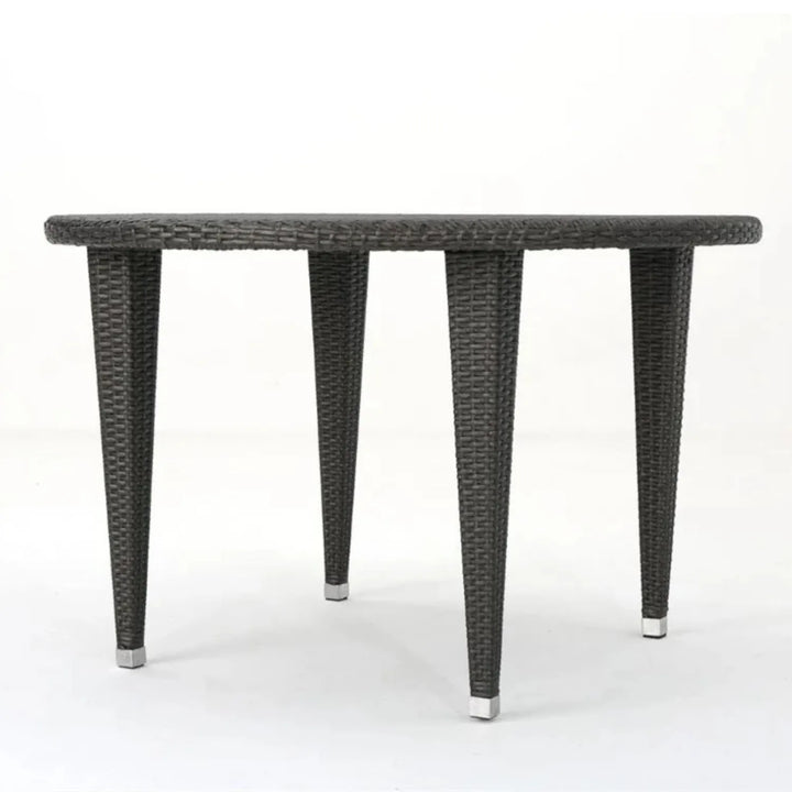 Outdoor Wicker Round Patio Dining Table (Dark Brown)
