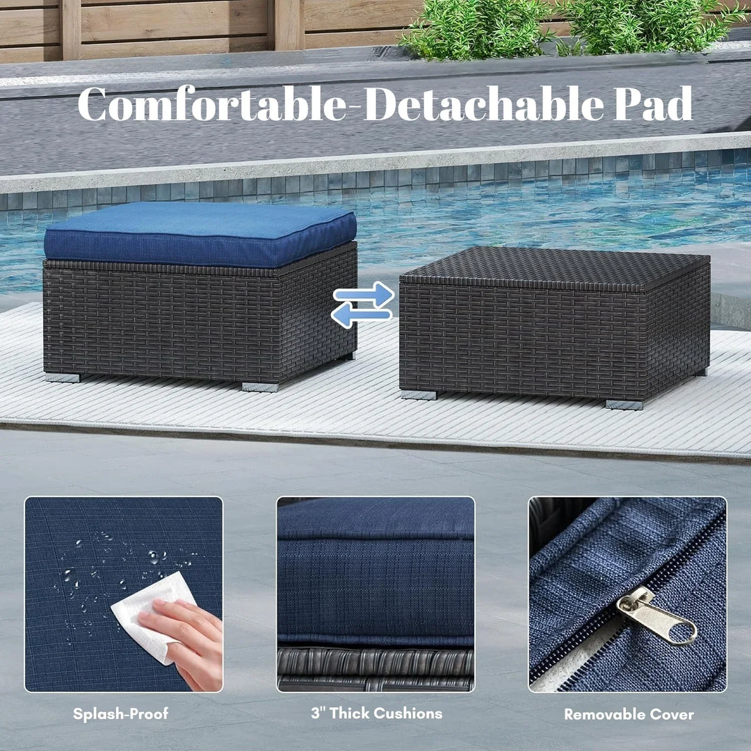 Brigitte Outdoor Rattan Wicker 2-Piece Ottoman Set