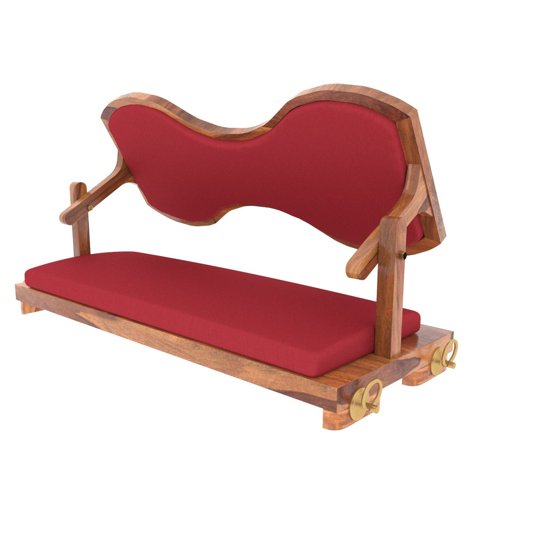 Aradhya Classic Cherry Reddish Boomerang Style Back Wooden Swing for Home
