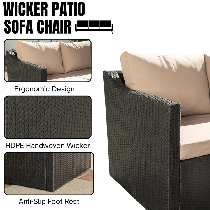 Indulekha Outdoor All-Weather Rattan Wicker Three Seater Sofa