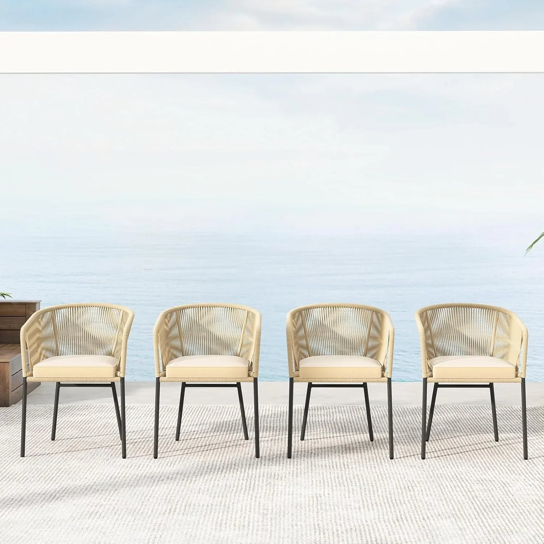 Ruby 4-Piece Outdoor Rope Patio Dining Chairs
