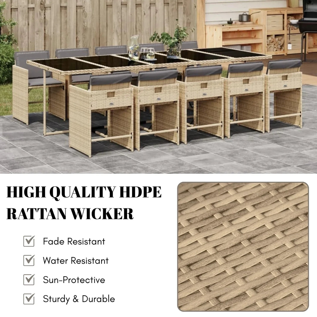 Elowen 11-Piece Outdoor Rattan Wicker Dinning Set
