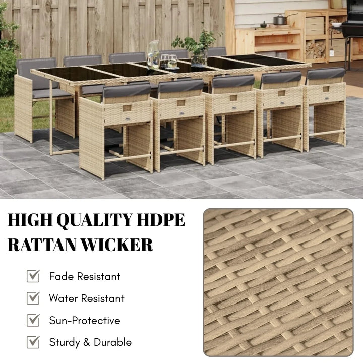 Elowen 11-Piece Outdoor Rattan Wicker Dinning Set