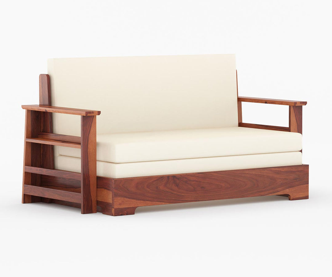 Rodion Solid Wood Sheesham Sofa Cum Bed | Solid Wood Sofa Come Bed (Honey Finish)