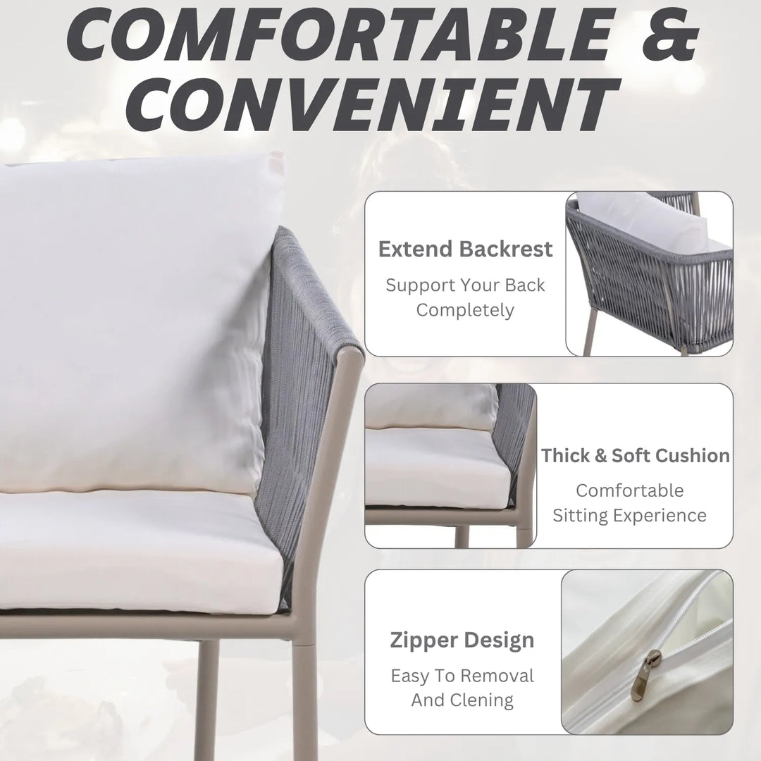 Ruqayyah 3-Piece Rope Patio Set - Perfect for Outdoor