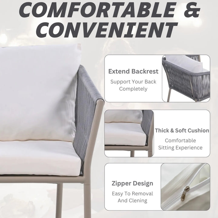 Ruqayyah 3-Piece Rope Patio Set - Perfect for Outdoor