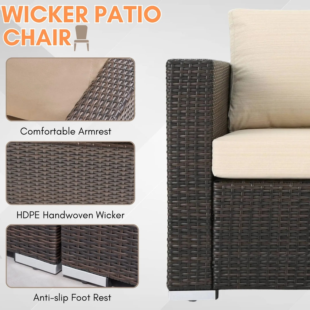 Rosamund Outdoor Rattan Wicker 8-Seater Sofa Set